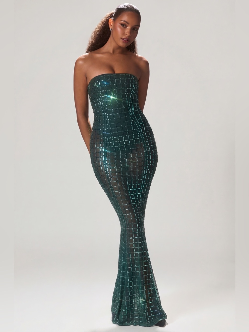 Oh Polly Marleni Embellished Evening Gown Feminine Sexy Formal Long Dress Sz 2